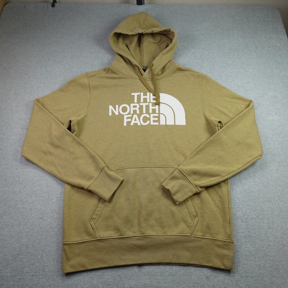 The‎ North Face Hoodie Mens Medium Yellow Pullover Logo Graphic Sweatshirt